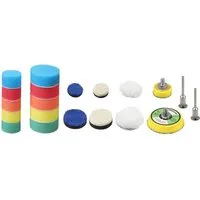Trade-Shop Polierpad Polierschwamm SET (18-teilig) für Proxxon, Dremel Mini Schleifer, Zum Polieren, Wachsen und Versiegeln - universell für Schleifmaschinen