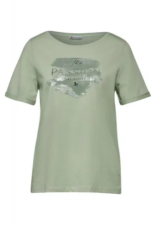 Street One - T-Shirt mit Folienprint grün - Gr. - 36