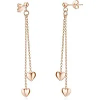 Materia Paar Ohrhänger Herzen Rosegold Pendel lang 55mm SO-248, 925 Sterling Silber
