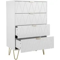 UEV Kommode mit 4 Schubladen, Sideboard für Schlafzimmer,Wohnzimmer (Mehrzweckschrank aus Holz, 60 x 34 x 91 cm), Aufbewahrungskommode, Schrank für Wohnzimmer,Schlafzimmer,Flur