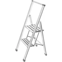 WENKO Trittleiter Modell Alu-Design, Klapptritt Leiter, rutschsichere XXL-Stufen, klappbar, bis 150 kg