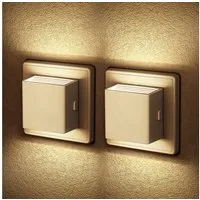 LOHAS-LED Nachtlicht Quadrat Stecknachtlicht 2er-Set, mit Auf-Ab-Licht, LED fest integriert, warmweiß, 3000K dimmbar mit Dämmerungssensor, für Flur Treppe Bad