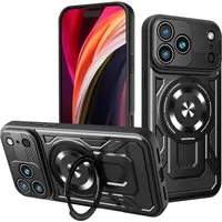 COFI 1453 Handyhülle Defender Armor Mag kompatibel mit iPhone 17 Pro Max schwarz mit Ringe 6,9, Robustes Cover mit Ringhalter Magnetring und Carbonstil