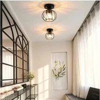 ZMH Deckenleuchte 15CM Wohnzimmer Schwarz Kristall Modern Deckenlampe E27 Vintage Flur, Einfache Installation, ohne Leuchtmittel, Küchenlampe mit Metall Rahmen Innen Hotel