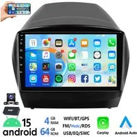 ESSGOO DAB+ 64G Android 15 Für Hyundai iX35 10-15 Carplay Bluetooth GPS WiFi Autoradio (RDS, 4+64GB(optional), FM, AM, DAB+ (optional), Apple Carplay Android Auto GPS Navi WIFI BT EQ)