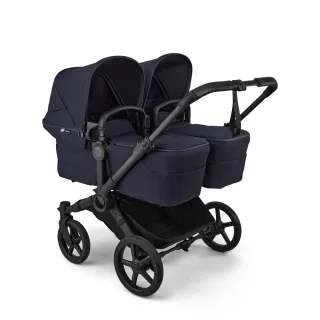 Bugaboo Donkey 6 Twin Complete Black/Deep Indigo Kinderwagen-Set mit Liegewannen und Sitze