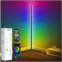 Lujasi LED Stehlampe Stehlampe Wohnzimmer 165cm, RGB Ecklampe Dimmbar mit Adapter 10W (APP), Hue, Stehlampe dimmbar, standleuchte, Mit Fernbedienung und APP, RGB Stehlampe, 16 Millionen Farben, Musikmodi, DIY-Modus & Timing -Funktion für Schlafzimmer