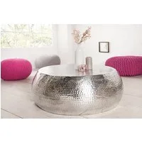 riess-ambiente Couchtisch ORIENT Ø80cm silber (Einzelartikel, 1-St), Wohnzimmer · Metall · rund · Hammerschlag Design · handmade