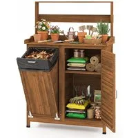 COSTWAY Pflanztisch (1-St), Gärtnertisch, Blumentisch mit Unterschrank & Regal