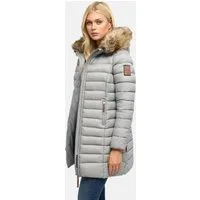 Marikoo Wintermantel Rose-Stepp zeitloser Winterparka mit großer Kunstfellkapuze