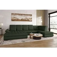 99rooms Wohnlandschaft Toscana, Sofa, U-Form, Bettfunktion, Rundumbezug aus gepolstertem Velours VOGUE