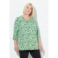 Ulla Popken T-Shirt Shirt Blüten A-Linie Rundhals 3/4-Arm