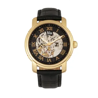 Reign Kahn Automatik-Skelettuhr mit Lederarmband