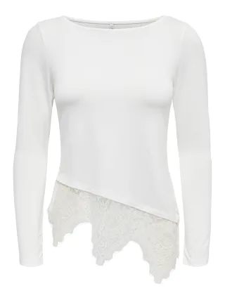 ONLY - ONLLAILA L/S LACE MIX TOP JRS NOOS Cloud Dancer - Gr. - M