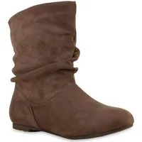 VAN HILL 812201 Schlupfboots Damen Schlupfstiefel Leder-Optik Stiefeletten Bequeme