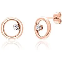 JEWLIX Paar Ohrstecker Schlicht in Roségold mit rundem Schmuckelement und Zirkonia E5124-R