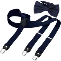 DonDon Hosenträger 2,5 cm breit (2er Set, 2-St) 2er Set, schmaler Hosenträger Y-Form, farblich passende Fliege