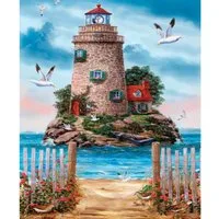 Rötting Design Malen nach Zahlen Diamond Painting Set 5D DIY Motiv verschiedene LEUCHTTURM Motive (Komplett-Set, Vollbild), Diamond Painting Vollbild, Vollständiges Zubehörpaket