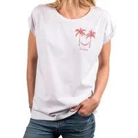 MAKAYA T-Shirt Sommerliches Damen-Top im Boho-Stil mit Palmen und Hängematte (Schwarz, Blau, Grau, Weiß, Rosa, XS, S, M, L, XL, XXL, 3XL, 4XL, 5XL) Baumwolle