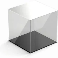 Hansen Werbetechnik Vitrine Vitrine / Schaukasten Acryl quadratisch mit schwarzem Boden (2-St)