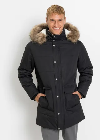 bonprix Winter-Parka mit abnehmbarer Kapuze, schwarz, Gr.58, Schöner gesteppter Winter-Parka mit Teddyfutter am Körper und in der Kapuze, maschinenwaschbar