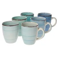 MamboCat Becher 6-tlg. Kaffeebecherset Blue 350 ml blaue Porzellan-Tassen, Steingut