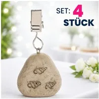 Koopman Tischtuchklammer 4 Motive Stein-Optik Tischdecke 4er Set, (Set, 4-tlg., Packung), Muschel, Tischdeckengewicht, Polystone, 3,5x3,5x2cm