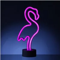 SATISFIRE LED Dekolicht LED NEON Figur FLAMINGO Neonlicht Schild Leuchtfigur Batterie USB 30cm, LED Classic, pink
