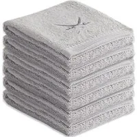 Sansibar Sylt Gästehandtücher Gästetücher 6er Set Frottier-Serie "Classic" (Set, 6-tlg), mit hochwertiger Sansibar Säbel-Stickerei, pflegeleicht