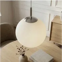 Liadomo Pendelleuchte Kyra, 1-flammig, rund, aus mattiertem Opalglas, ohne Leuchtmittel, E27-Fassung, diffuses Licht, 35 cm Durchmesser, Esszimmerlampe