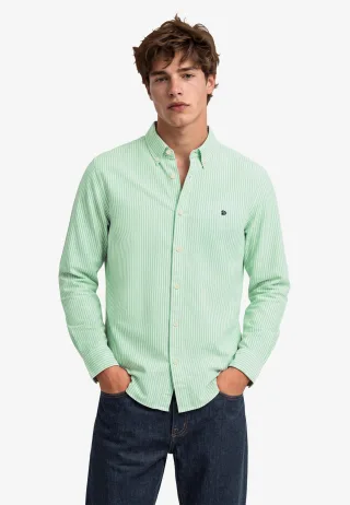 Superdry - Oxford Preppy Langarmhemd mintgrün gestreift - Gr. - L