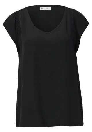 Street One - Bluse mit V-Ausschnitt schwarz - Gr. - 44