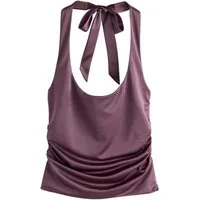 Next Kurzarmbluse Satin-Neckholder-Top (1-tlg)