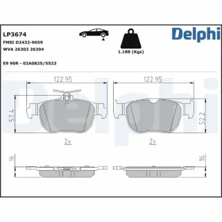 Delphi Bremsbel?ge hinten Audi CUPRA Seat Skoda VW LP3674