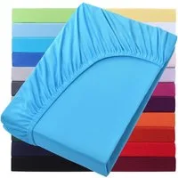 NatureMark Spannbettlaken Boxspringbett Spannbetttuch 200x220cm, Baumwolle, Gummizug: rundum, (1 Stück), 40 cm Steghöhe - 200 x 220cm Spannbetttuch, Türkis