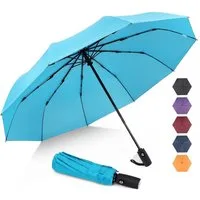 LuxusKollektion Taschenregenschirm Regenschirm Taschenschirm Automatik sturmfest windfest klein Hellblau