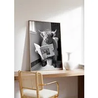 JUSTGOODMOOD Poster Lustiges Kuh WC Die Kuh und ihre Zeitungspause Entspannung auf der Toi, (1 St)