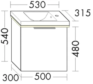 Burgbad Keramik-Waschtisch+Waschtischunterschrank Eqio Eiche Dekor Baumwolle/Alpinweiss SFPQ053F7344C0001