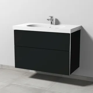 Sanipa 3way Waschtischunterbau zu Geberit Acanto Waschtisch mit 2 Auszügen, Vulkan-Matt BP4181V