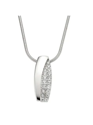Zeeme Silber Halskette Silber 925 rhodiniert mit Zirkonia weiß