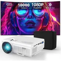 Vivitar Projektor Beamer 10000 Lumen, native 1080P Full HD Auflösung LED-Beamer (10000 lm, 10.000:1 Kontrast, HDMI, USB, Audioanschluss, integrierte HiFi-Lautsprecher, Bluetooth)