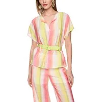 Marc Cain Kurzarmbluse Dessert Fiesta Premium Damenmode mit Streifenverlauf