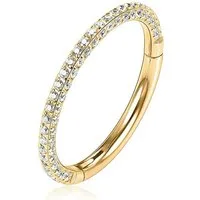 Karisma Schmuck Nasenpiercing Titan 23 Hinged Segmentring Charnier/Conch Clicker Ring Piercing, Ohrring Premium Zirkonia Kristallrand Stärke 0,8mm