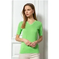 Passioni Sweater Kurzarmpullover in Grün mit Strassverzierung