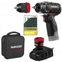 PARKSIDE PERFORMANCE® Akku-Drehschlagschrauber 12V Bohrschrauber PBSPA 12 Akku 2.0 Ah+ Bosch Bohrerset