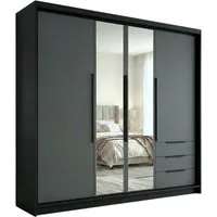 A&J MöbelLand GmbH Drehtürenschrank viertüriger Kleiderschrank mit Schubladen und Metallgriffen. (Geräumiger vier¬türiger Kleiderschrank mit Schubladen und Metallgriffen. Geräumiger Schrank mit einer Breite von 200 cm und Schubladen, ideal zur Aufbew