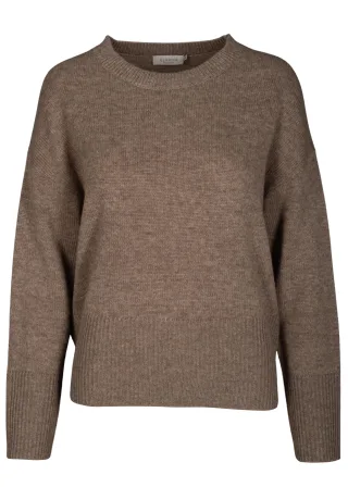 CLARINA - Rdh.-Pullover, 1/1 Arm, uni mokka mel. - Gr. - 46