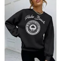 RMK Rundhalspullover Damen Pulli Pullover Hoodie Oversize Loose Fit Basic Rundhals-Ausschnitt