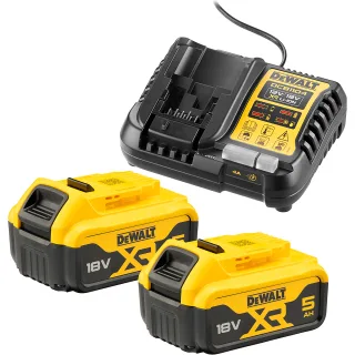 DEWALT Akku-Kit 2 x 18V/5Ah + System-Schnellladegerät - DCB1104P2-QW