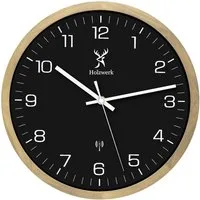 Holzwerk Funkwanduhr Designer Holz Funk Wand Uhr (Nahezu lautloses Uhrwerk, analog, 30 cm)